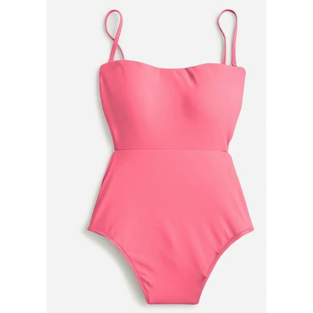 J.Crew Womens $118 Cutout Tie-Back One Piece Swimsuit Rose Pink Size 12 BF166